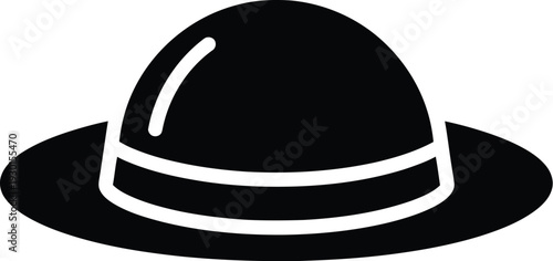 Black fedora hat icon representing classic style fashion accessory elegance and traditional headwear design for modern graphic user interface elements.