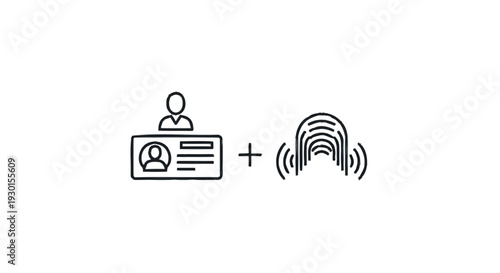 Identification Card Combined with Fingerprint Scan Icon.