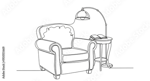 Armchair and Lamp Illustration.