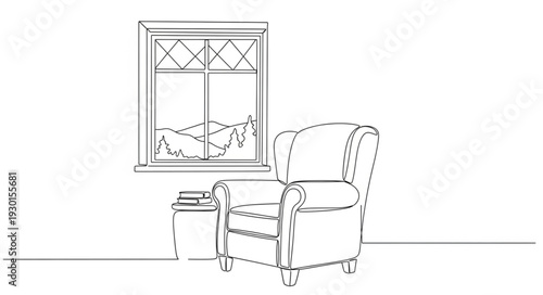Armchair and Side Table Illustration.