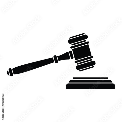 Judge gavel striking sound block silhouette