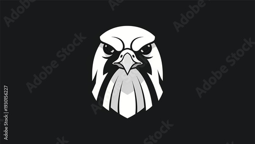 Intense Eagle Head Emblem with Sharp Eyes and Fierce Expression.