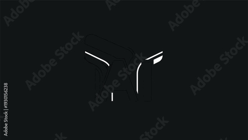 Minimalist abstract representation of a bulls head silhouette.