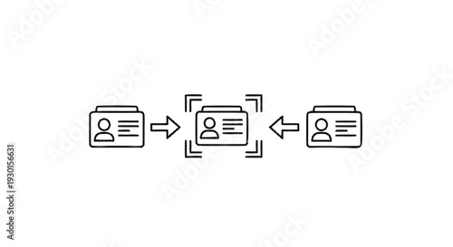 Identification card selection process with focus on one card.