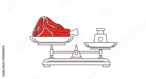 Raw Steak on a Weighing Scale.