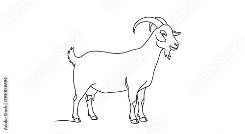 Simple Line Drawing of a Goat.