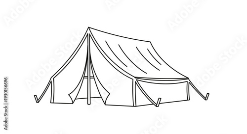 Simple Line Drawing of a Tent.