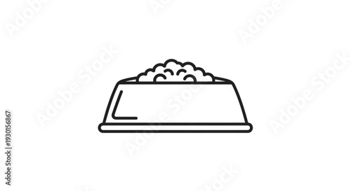 Illustration of a bowl filled with cat food, viewed from the side, on a simple background