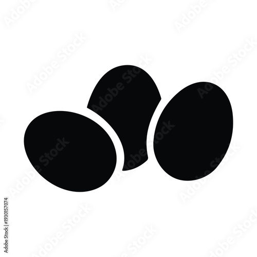 Silhouette of three whole eggs with one cracked egg