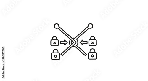 Interconnected Locks and Arrows Symbolizing Data Security.