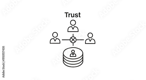 Interconnected people and trust in a network structure.