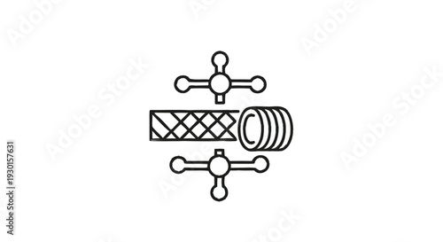 Illustration of a hose clamp tightening a hose.