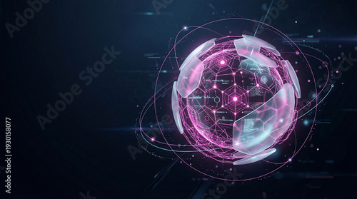 Data privacy regulation concept with abstract glowing digital sphere, representing secure data management, global compliance, and personal information protection in a connected world.