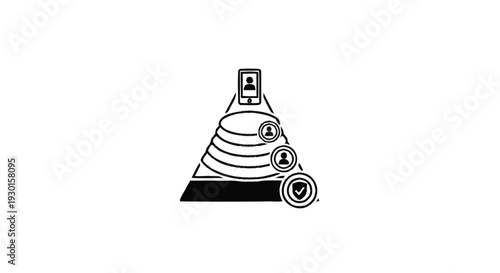 Hierarchical structure with user icons and security shield.