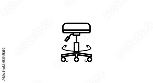 Adjustable Rolling Stool Icon with Swivel and Rotation Symbol