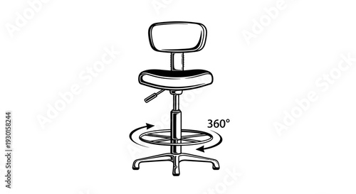 Adjustable Swivel Stool with Backrest and Foot Ring - 360 Degree Rotation