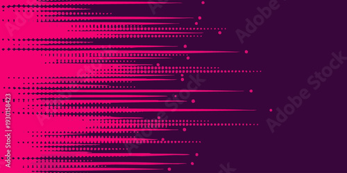 Vibrant digital wave pattern with flowing lines and dots in a futuristic design viewed from a straight-on perspective