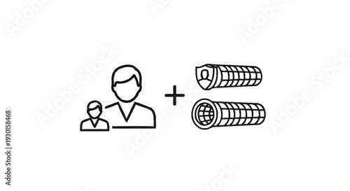 Illustration of a person and two cylindrical objects.