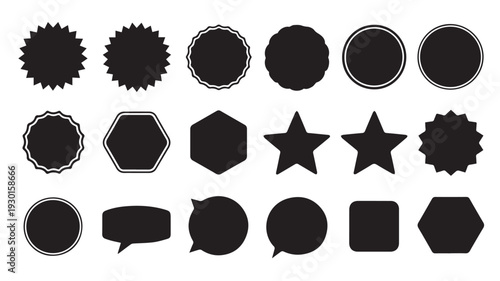 Collection of assorted starburst and circular badge shapes