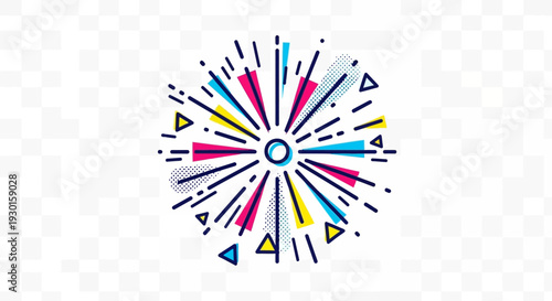 Abstract Geometric Burst Firework Explosion, Celebration, Party, Festive Background