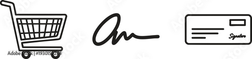 Online Shopping Cart and Signature Icons