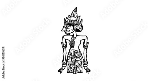 Traditional Indonesian Wayang Kulit Puppet, Javanese Shadow Puppet Art, Cultural Performance