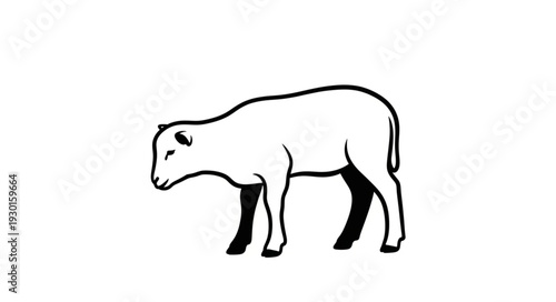 Black and White Cow Illustration.