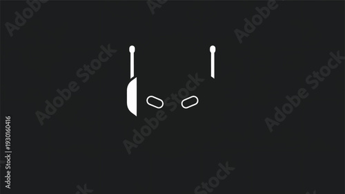 Minimalist illustration of a robot face with simple geometric shapes.