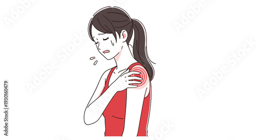 Woman with Shoulder Pain Illustration