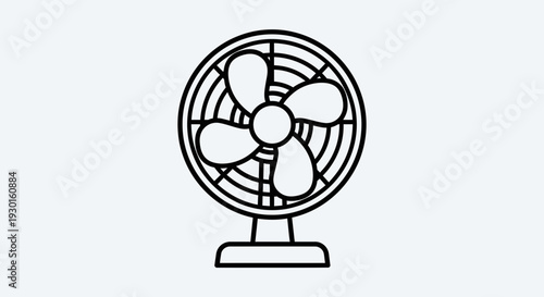 Simple Line Art Icon of a Desk Fan, Minimalist Vector Illustration