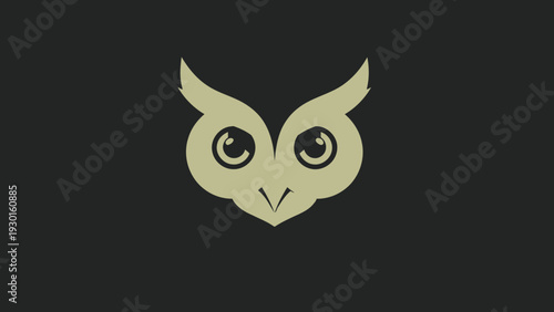 Minimalist Owl Face Logo Design Simple Elegant.
