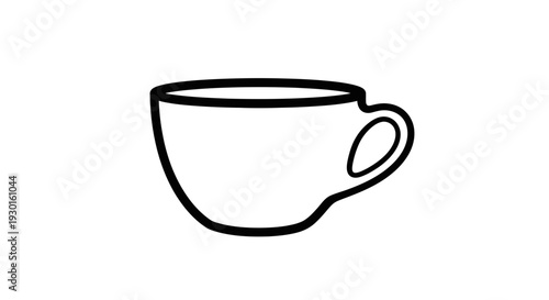 Simple Line Art of a Coffee Cup, Minimalist Design, Black and White Icon
