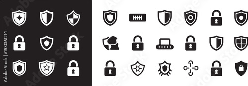 Shield and lock icons set vector graphic collection protection security privacy symbol privacy privacy privacy