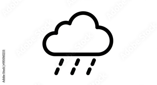 Simple illustration of rain falling from a cloud on a clear day viewed from the side