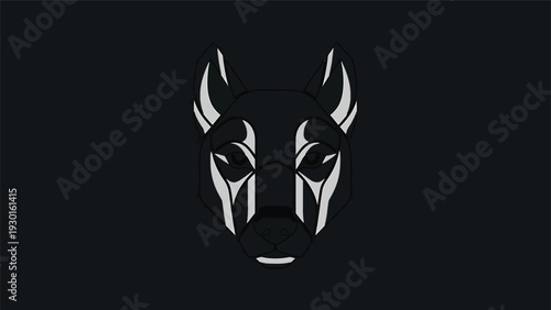 Minimalist Pitbull Dog Face Silhouette Graphic Design.