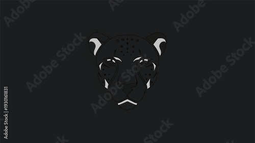 Minimalist Silhouette of a Fierce Lions Face.