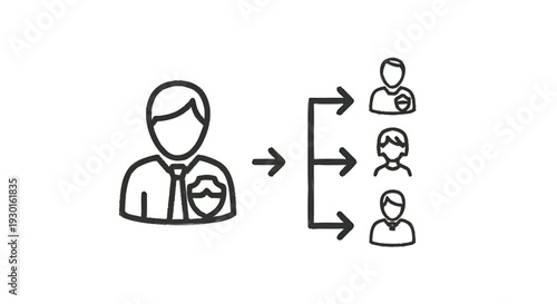 Manager Assigning Tasks to Team Members Workflow Illustration.