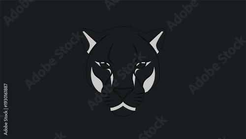 Minimalist Silhouette of a Fierce Panther Head Logo Design.