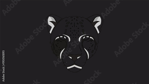 Minimalist Cheetah Face Silhouette on Dark Background.