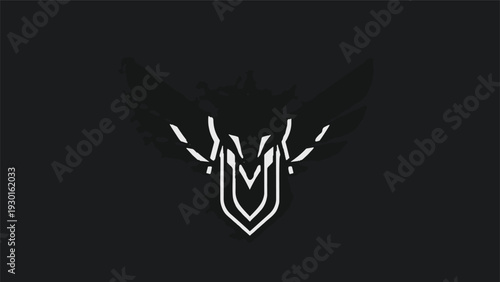 Minimalist Deer Head Emblem with Antlers and Geometric Lines.