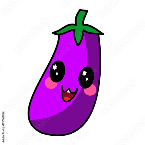brinjal kawaii cute vegetable useful for sticker preschool worksheet kids printable.eps