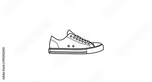 Black and White Sneaker Illustration.