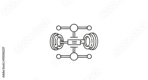 Mechanical schematic of a vehicle suspension system.