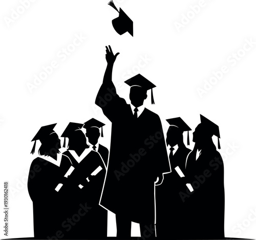 Graduation celebration silhouette