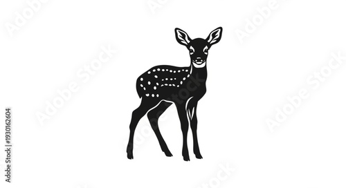 Black and White Deer Illustration.