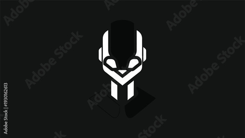 Minimalist Futuristic Robot Head Icon Design.