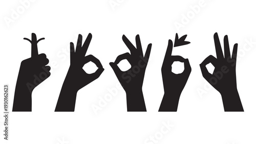 Collection of diverse hand gestures depicting the universal OK sign