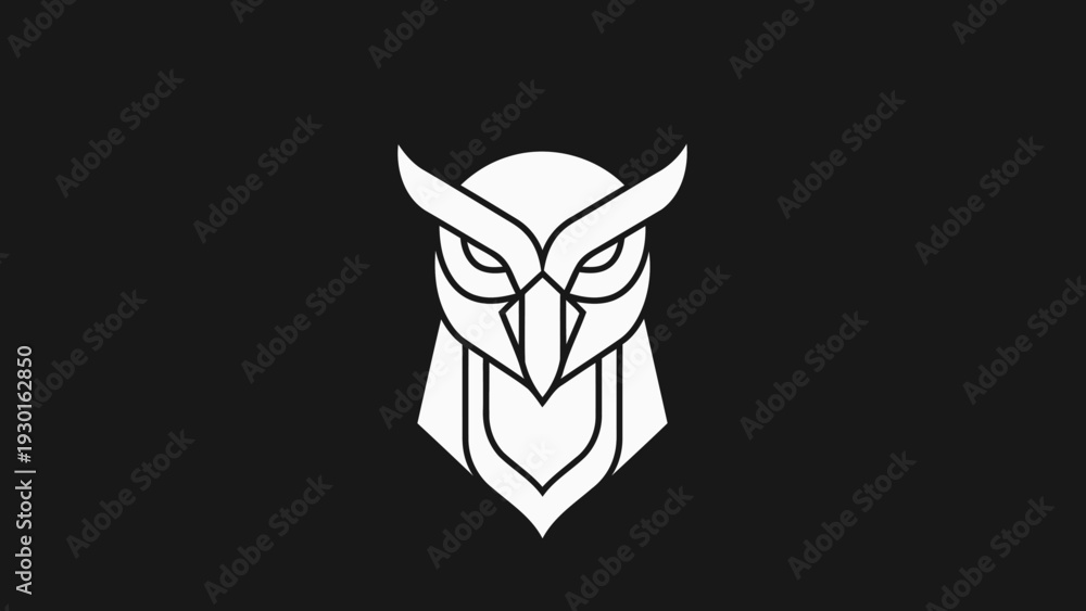Fototapeta premium Minimalist Geometric Owl Head Emblem Design.