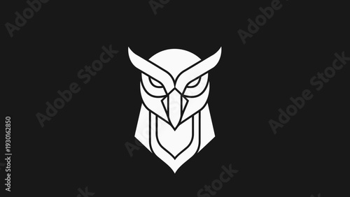 Minimalist Geometric Owl Head Emblem Design.