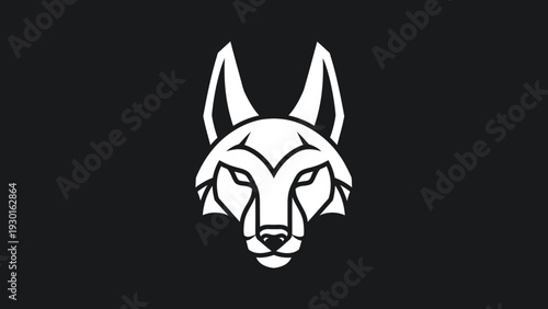 Minimalist Geometric Wolf Head Logo Design.